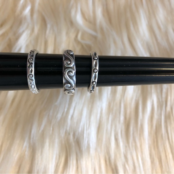 Set of 3 sterling silver stacking band rings size 7.25 - Picture 2 of 10